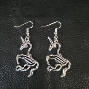 Zombie unicorn skeleton earrings